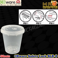 CB SLR 8oz Safety Lock Round Container With Lid [ 50sets± ] 200 ml Disposable Plastic Box - CBware C