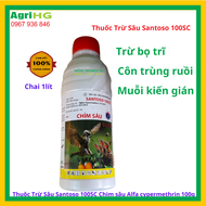 Thuốc trừ sâu Santoso 100SC - Chim sâu- chai 1Lit (Alfa cypermethrin 100g/l) Trừ bọ trĩ côn trung ru