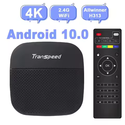 Transpeed Android 10 TV Box Allwinner H313 Quad Core Cortex A53 BT5.0 2.4G 100M WiFi Support 4K 3D 1