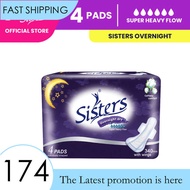 Sisters Sanitary Napkin Perforated Cottony Overnight 4'S