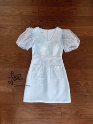 มินิเดรส น่ารักๆ S-XL ชุดออกงาน ชุดไปงาน ชุดเพื่อนเจ้าสาว เดรสสั้น ชุดไปงานแต่ง งานป้าย เดรสสีชมพู เ