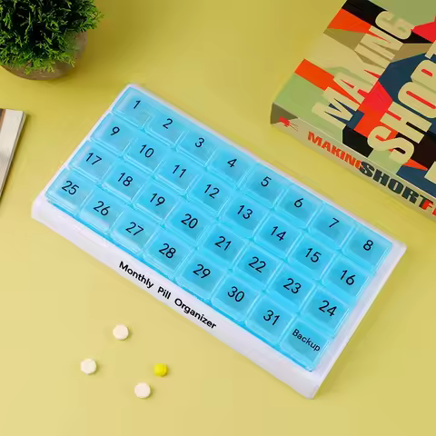 Portable 31 Days Medicine Box Monthly Handy Storage Organizer PP Medical Kit Dust-proof Detachable P