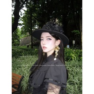 beach hat summer hat for woman beach French Hepburn-style Black Mesh Fascinator, High-End Elegant Re