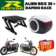 BOX ALIEN / BOX SIPUT 35L ABS + MONORACK RAPIDO SUZUKI RAIDER BOX ALIEN COMBO SET BOX RACK LIPAT RAI