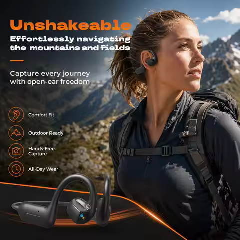 Bone Conduction Wireless Headset HD Call Music 8MP Camera 8GB Storage For Outdoor Enthusiasts Travel