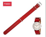 Timex 20mm 紅色雙層皮錶帶 Red nato leather strap T2P493 - 包平郵