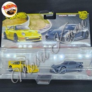 Diecast Hot Wheels Premium 2 pack Porsche 993 GT2 & Porsche 718 Cayman GT4 rubber tires