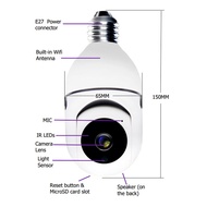 กล้องหลอดไฟ 4 กล้องวงจรปิดหลอดไฟไร้สายกล้องวงจรปิด k กล้องวงจรปิด CCTV WIFI 360° Camera HD 4K 64G ก