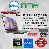 #DG359 USED DELL G15 Gaming Laptop Intel Core i7-11800H 16GB DDR4 RAM 512GB SSD Nvidia RTX3060 RTX 3