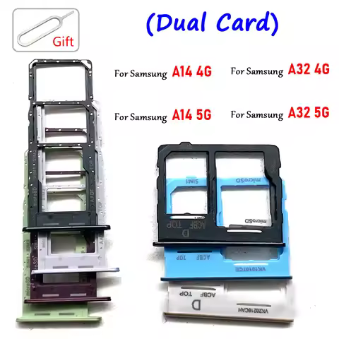 Dual Card SIM Card Holder Tray chip slot drawer Holder Adapter Socket + Pin For Samsung A32 A14 4G /