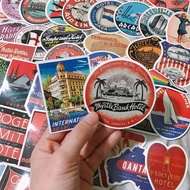 Super Beautiful ️ Retro Hotel Waterproof Sticker 53pcs Luggage Safety Helmet Laptop Motorcycle Guita