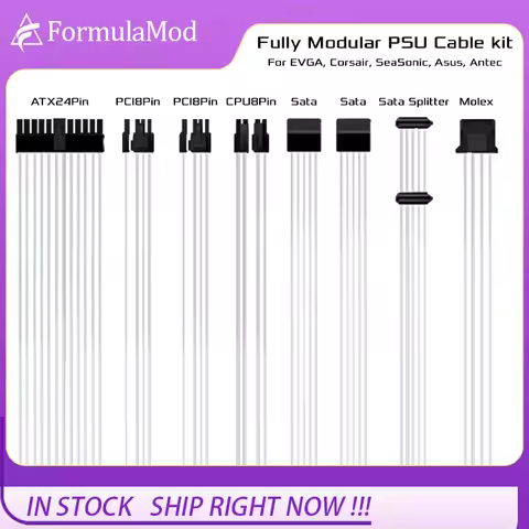 FormulaMod Fm-DYXZ, Fully Modular PSU Cable Kit, 18AWG Silver Plated, Kit For EVGA, Corsair, SeaSoni