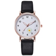 [Cutewomen2020] Korean Style Watches PU Leather Round Quartz Watch for Women Luminous Watches Cute L