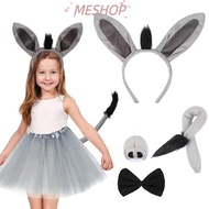 MESHOPMY 4PCS Donkey Costume Set, Bow Tie Funny Donkey Headband, Fashion Animal Tail Nose Donkey Ear