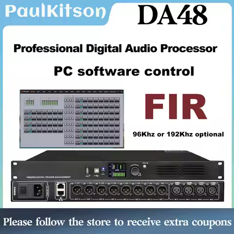 Paulkitson DA48 Professional Digital Audio Processor 4 IN 8 OUT With FIR 96Khz or 192Khz DSP Speaker