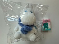 日本正版 Moomin姆明一族坐姿毛絨公仔玩偶 藍色圍巾河馬20cm