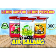 STICKER AIR BALANG PENUH PELBAGAI JENIS (KELILING BALANG)