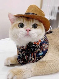 1 Pieza Sombrero De Vaquero Estilo Occidental, Sombreros De Gato O Accesorio De Cabeza Para Mascotas Para Fotografía De Mascotas Y Cascos Para Perros Pequeños