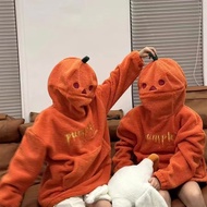 Y2K Millennium Christmas Halloween Pumpkin Funny Long Sleeve Hoodie Social Anxiety T-shirt Coat