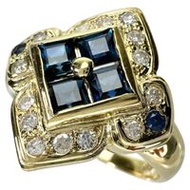 Size 15, 0.35ct sapphire, 0.22ct diamond, 18K gold, 4.7g, women's ring