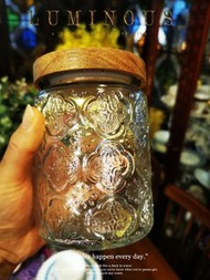 各款精緻復古Vintage海棠花玻璃實木蓋密封收納罐，可做茶葉罐，乾果，調味，食物罐，實用又美觀