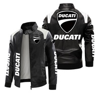 DUCATI Motorcycle Logo Leather Jacket Printed pu Jacket DUCATI Men's Racing Jersey Cycling Stand Col