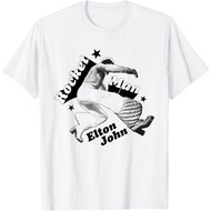 Official Elton John Rocket Man Jumping Grey T-Shirt Fashion Men's T-Shirt Tops Latest Trendy Short S