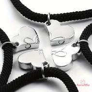 [AuraMio] Four-leaf Clover Magnetic Best Friendship Bracelets For 4pcs Women Men Magnet Heart Best F