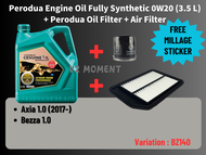 Perodua engine oil 0w20 Fully Synthetic (3.5L) +Perodua  Oil filter 15601-P2A12 + Air Filter