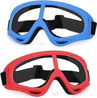 2 Pack Protective Goggles Safety Glasses Eyewear Compatible with Nerf Guns for Kids Teens Game Battle(Blue &amp; Red)