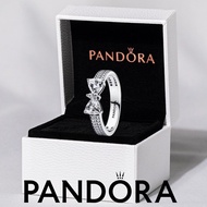100%  genuine S925 sterling silver jewelry bracelet pendant Sparkling Bow Double-row Ring 193552C01