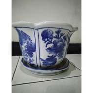 Pot Bunga Keramik Cina Motif Pemandangan Besar Size XXL
