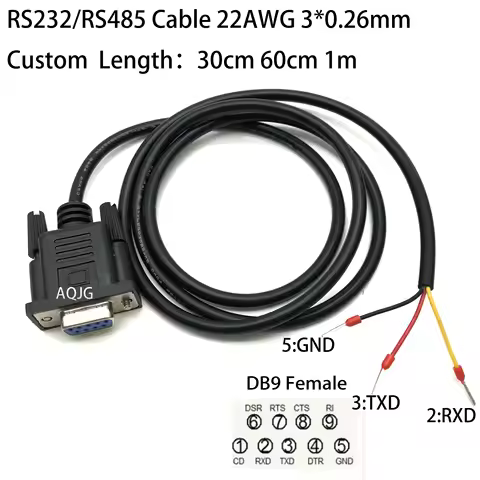 1PCS DB9 to 3pin （2 3 5 ）Cable 3pin RS232 RS485 Converter 30cm 60cm 1m customize DB9 Female Plug Wir