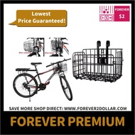 (FOREVER PREMIUM) Foldable Metal Wire Basket Front Bag Rear Hanging Basket for Mountain Bike Folding Bicycle (Black)