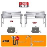 Stainless Steel Kitchen Sink With Sink Stand Sinki Dapur Besi Dengan Kaki Commercial Use Single Bowl