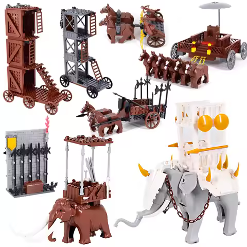 Medieval Age Castle Royal King's Knight Rome Spartacus Chariot Siege Engine Model Building Blocks Br