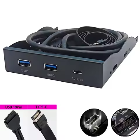 USB Front Panel for PC 2 Port USB 3.2 GEN1 5Gbps + 1 Port TYPE-C 10Gbps/20Gbps Hub Adapter Support D