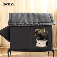 Ioensy Outdoor Cat House Windproof Weatherproof Warm Escape Door Outside Cat Kitty House Elevated St
