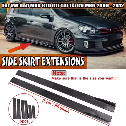 86.6'' 2.2m Black/Carbon Car Side Skirt Extension Lip Splitter Lip For VW Golf MK5 MK6 GTD GTI TDI T