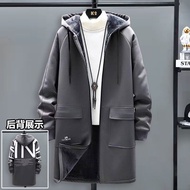 Windproof Coat Long Coat Men Boys Coat Coat Winter Men's Windbreaker Men's Coat Mid-Length Fleece Li