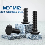 M3M4M5M6M8M10M12 Black Coach Screw Square Neck Bolt Truss Round Carriage Bolt 304 Stainless Steel