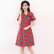 Dress Batik Maya Cheongsam / Shanghai Merah Motif Piring Hitam