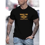 Vault Tec Industries Men's Cotton T-shirt -100% Cotton Basic Casual Round Neck T-shirt, Summer Casua