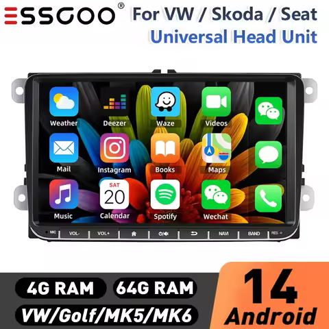 9" Android 14 4+64G Apple CarPlay Car Stereo Radio for VW Golf 5 6 Passat B6 B7 Polo Touran Tiguan C