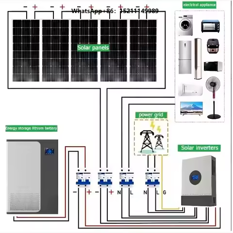 Complete Set Solar Energy Power Storage System 5000W 3KW 6KW 8KW 10KW Hybrid Solar Panel Electric Po