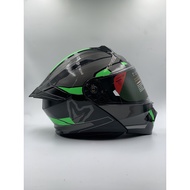 MHR Helmet Fullface Flip-Up GTZ Glossy Black/Green Graphic