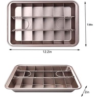 Brownie Pan, Non Stick Brownie Pans with Dividers, 18 Pre-slice Brownie Baking Tray, Bakeware for Ov