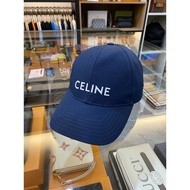 Lu Jin European American Boutique Celine Dark Blue Background Embroidered White Text Hat