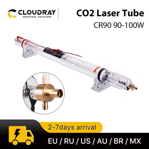 Cloudray 90W CO2 Laser Tube CR90 Length 1250mm Dia.55mm 80mm Upgraded Metal Head Glass Pipe for CO2 