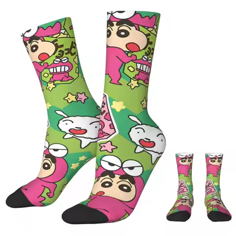 Crayon Shin-chan Chocobi Cookie Autumn Winter Colorful Men's Women'sSocks Japanese Anime Breathable 